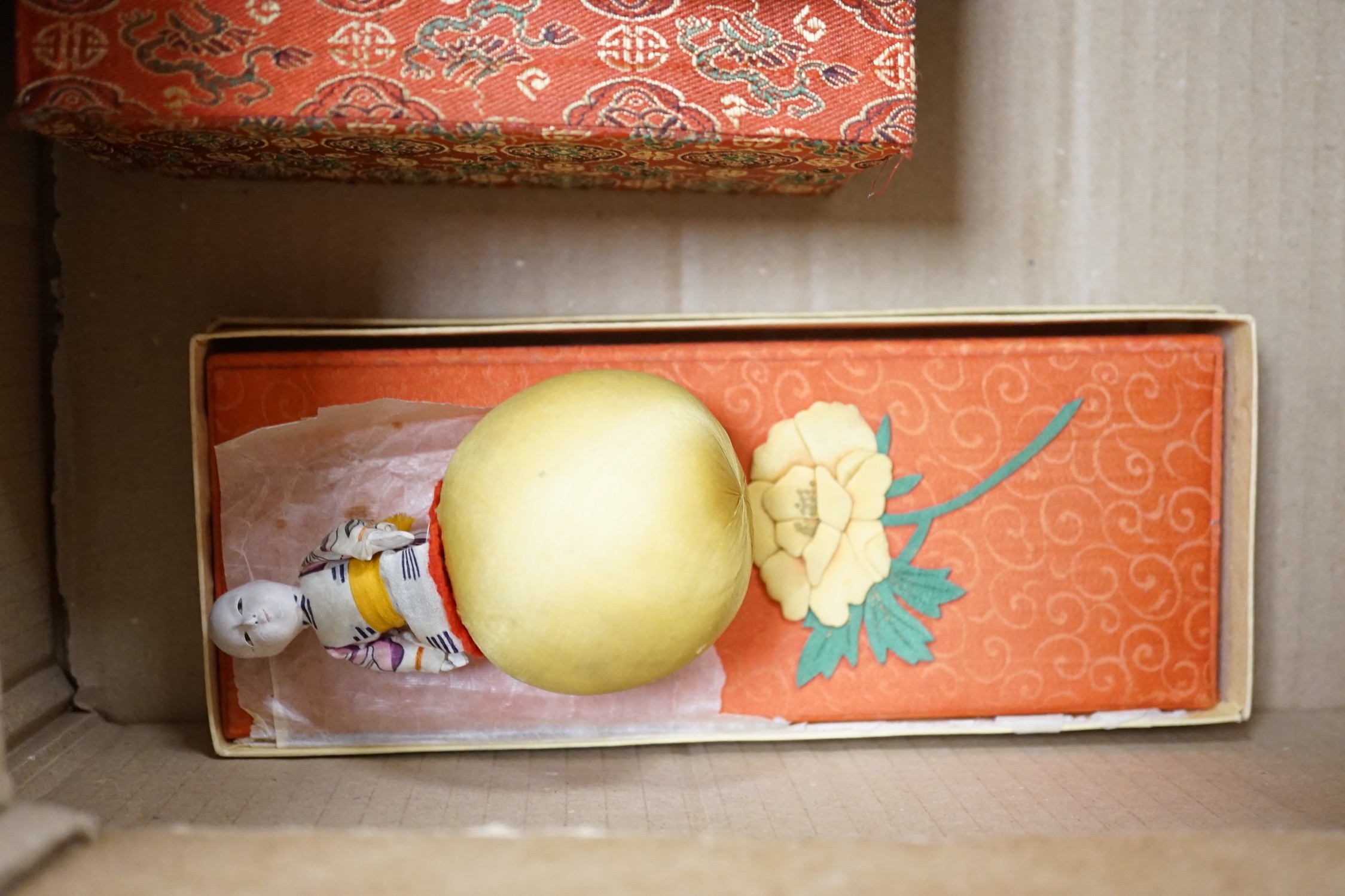 Various mixed Japanese textiles, boxes etc(2boxes)